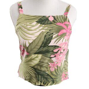 TOMMY BAHAMA 100% SILK HAWAIIAN FLORAL SLEEVELESS BLOUSE SIZE 8 EUC